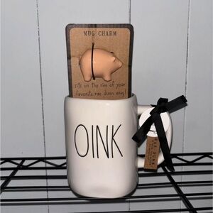 Rae Dunn White OINK Mug with Pig Charm